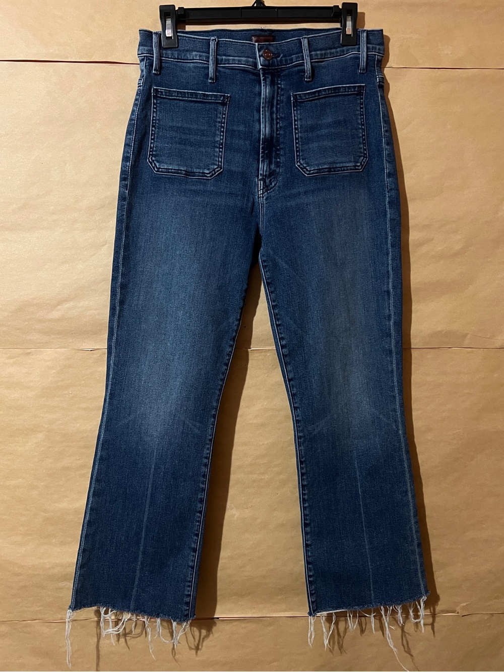 Mother | Hustler Patch Pocket Ankle Fray Flare Jeans Out For The Evening Size 31